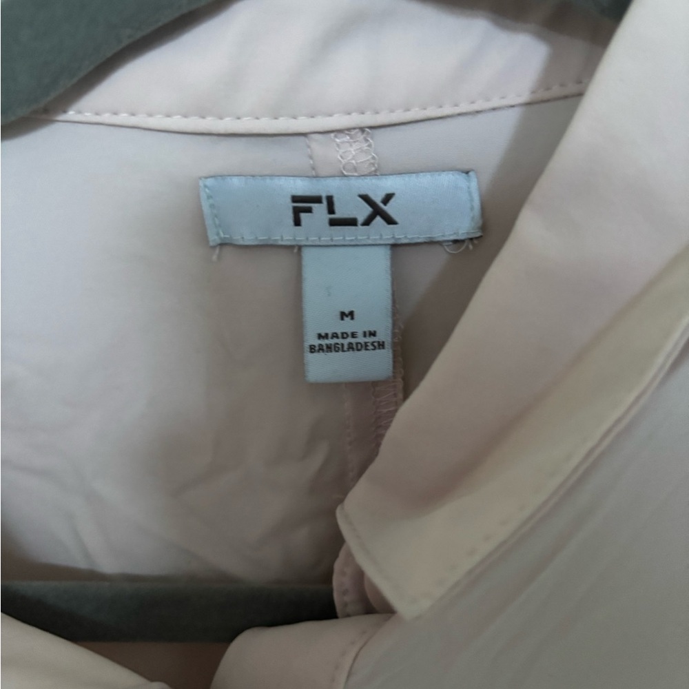 FLX Women's Short-Sleeve Button Down Top in Light Beige - Picture 2 of 4